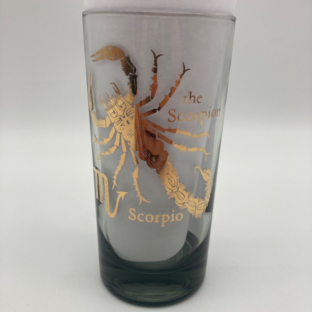 Vintage 1970s Federal Glass Scorpio Zodiac Glass Tumbler The Scorpion Gold